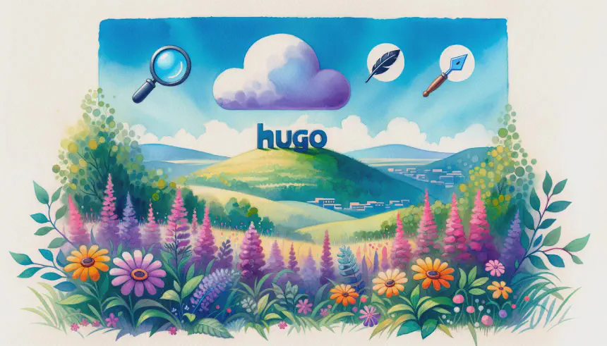 DALL-E created image showing Hugo on a hill